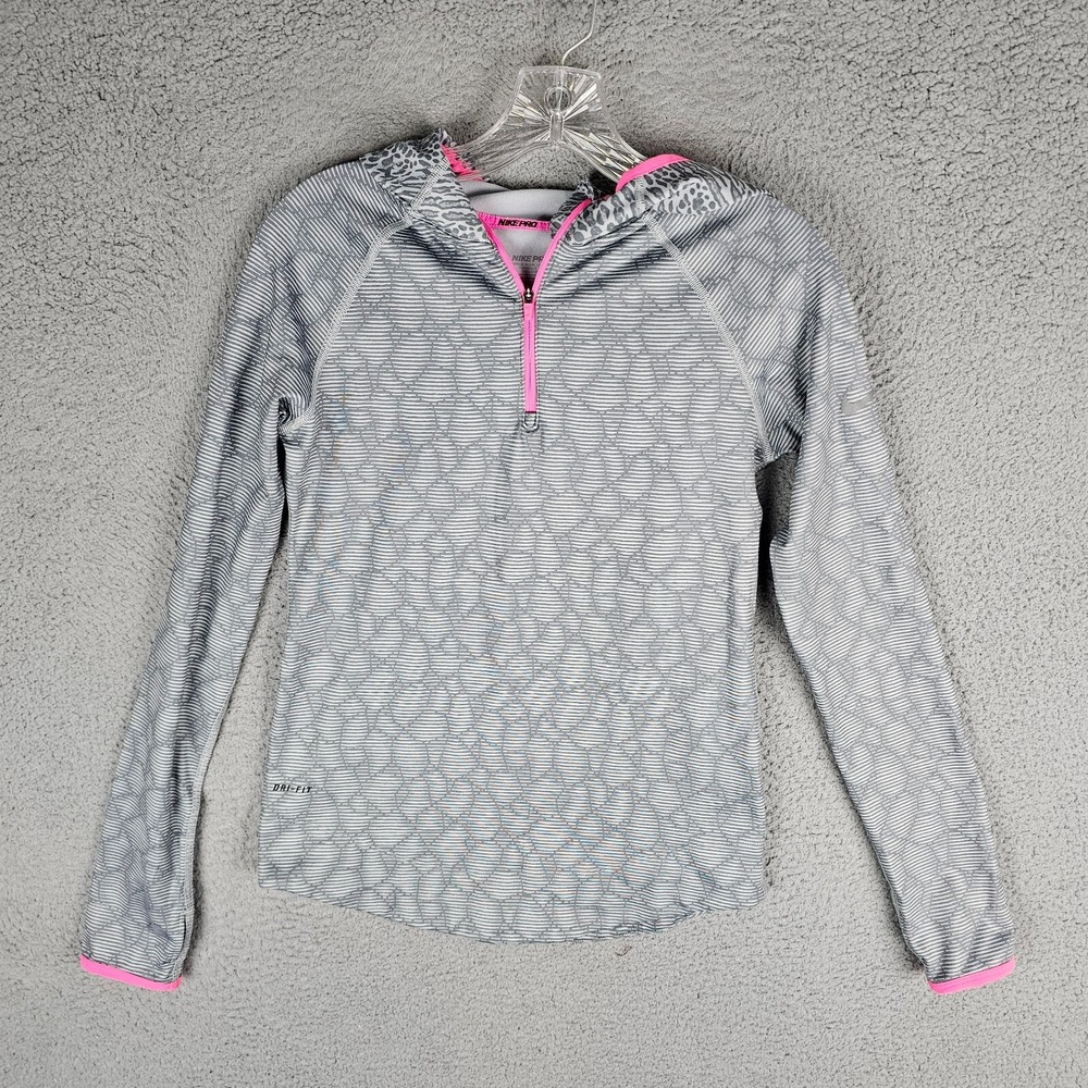 Nike Pullover Hoodie Girls XL Blue Hyperwarm Geometric 1/4 Zip 678874-012